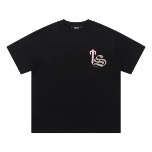 Koszulka Trapstar TS Script Czarna z Różowym Logo