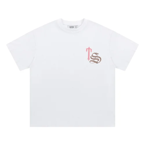 Biała koszulka Trapstar TS Script White Pink