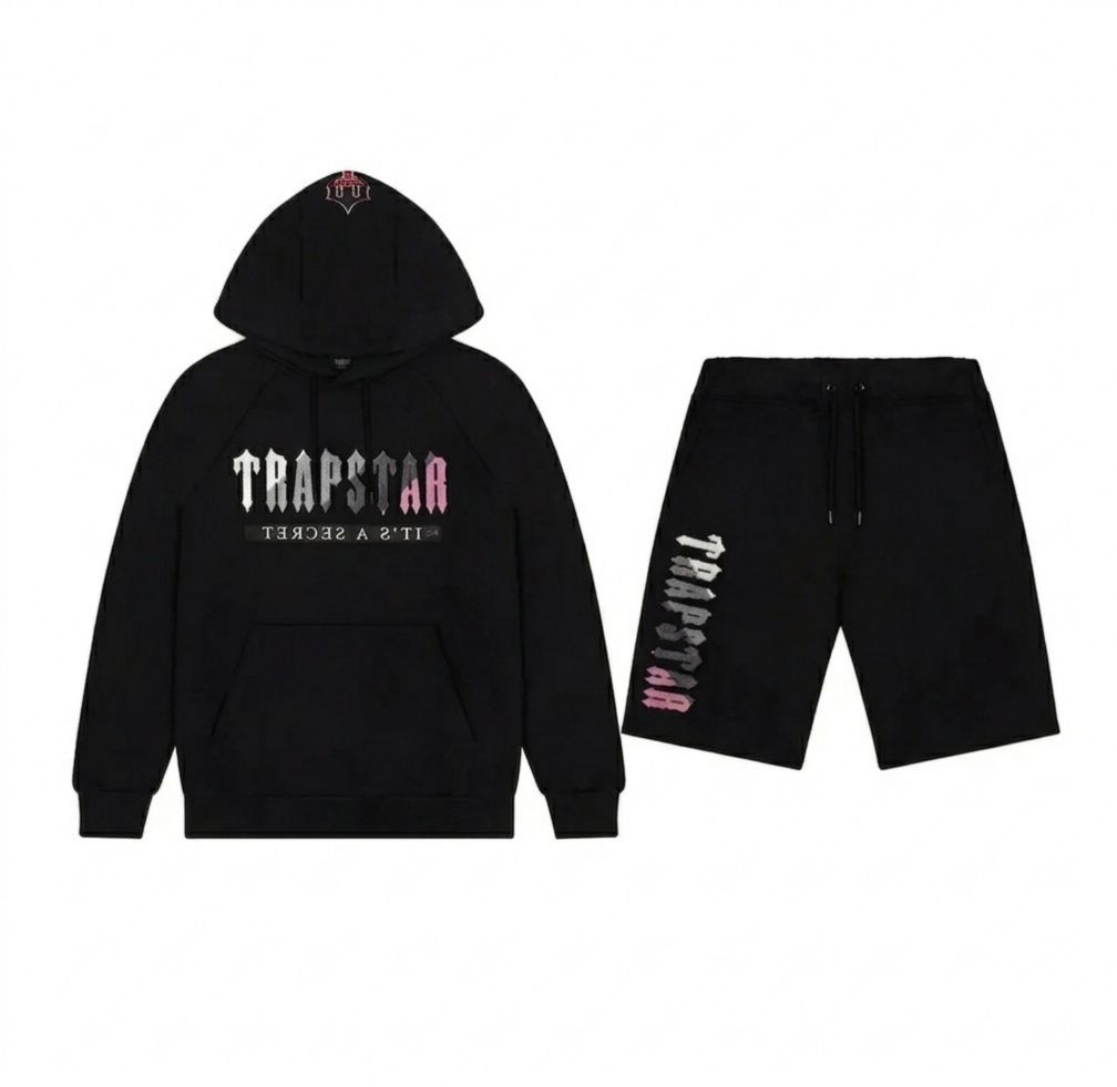 Trapstar Decoded Chenille Komplet Letni Czarny/Różowy Trapstar Decoded Chenille Komplet Letni Czarny/Różowy
